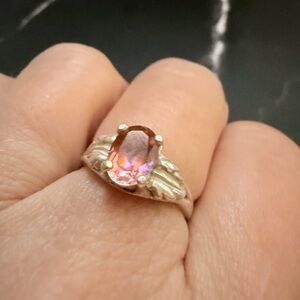 Sterling Silver Pink Mystic Topaz Leaf Ring
